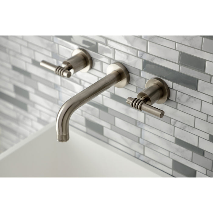 Milano KS8128ML Two-Handle 3-Hole Wall Mount Bathroom Faucet, Brushed Nickel