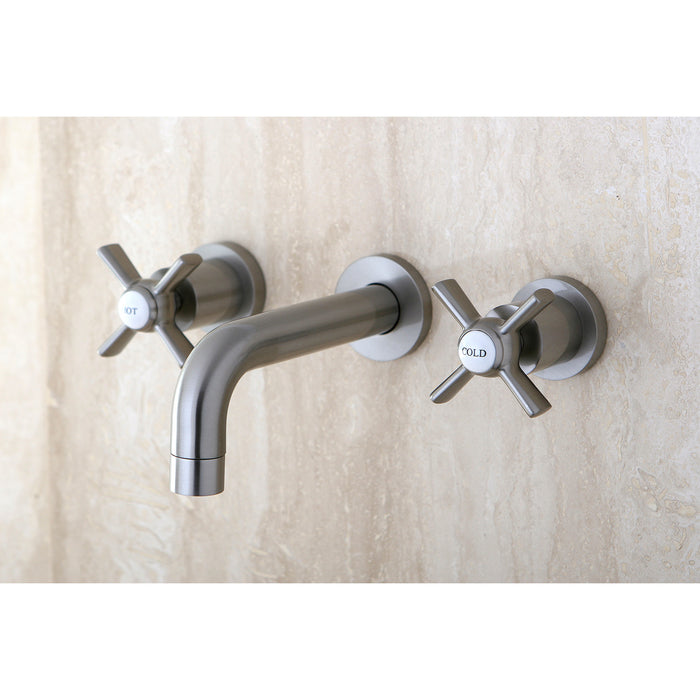 Kingston Sona KS8128ZX - Millennium Double-Handle 3-Hole Wall Mount Bathroom Faucet, Brushed Nickel