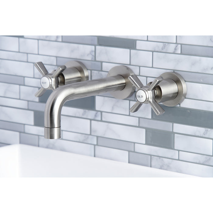 Kingston Sona KS8128ZX - Millennium Double-Handle 3-Hole Wall Mount Bathroom Faucet, Brushed Nickel