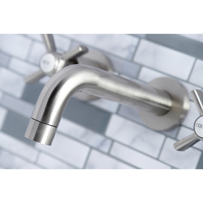 Kingston Sona KS8128ZX - Millennium Double-Handle 3-Hole Wall Mount Bathroom Faucet, Brushed Nickel