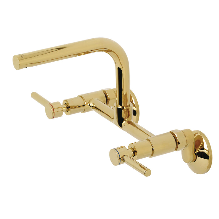 Concord KS812PB Two-Handle 2-Hole Wall Mount Kitchen Faucet, Polished Brass