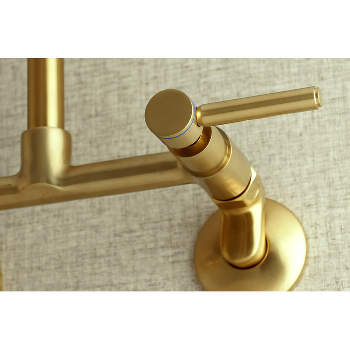Concord KS812SB Two-Handle 2-Hole Wall Mount Kitchen Faucet, Brushed Brass