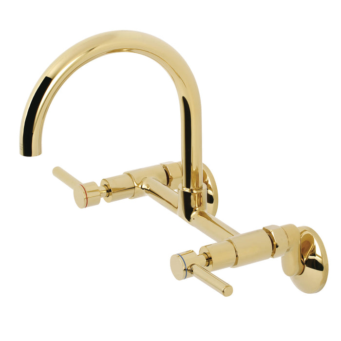 Concord KS814PB Two-Handle 2-Hole Wall Mount Kitchen Faucet, Polished Brass