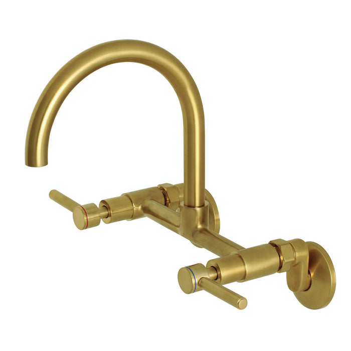 Concord KS814SB Two-Handle 2-Hole Wall Mount Kitchen Faucet, Brushed Brass