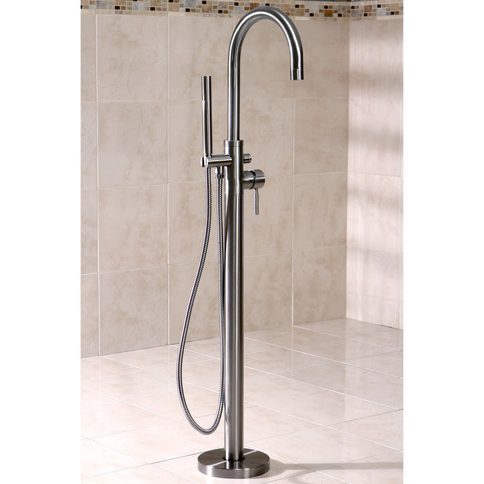 Kingston Sona KS8158DL - Concord Single-Handle 1-Hole Freestanding Tub Faucet with Hand Shower, Brushed Nickel