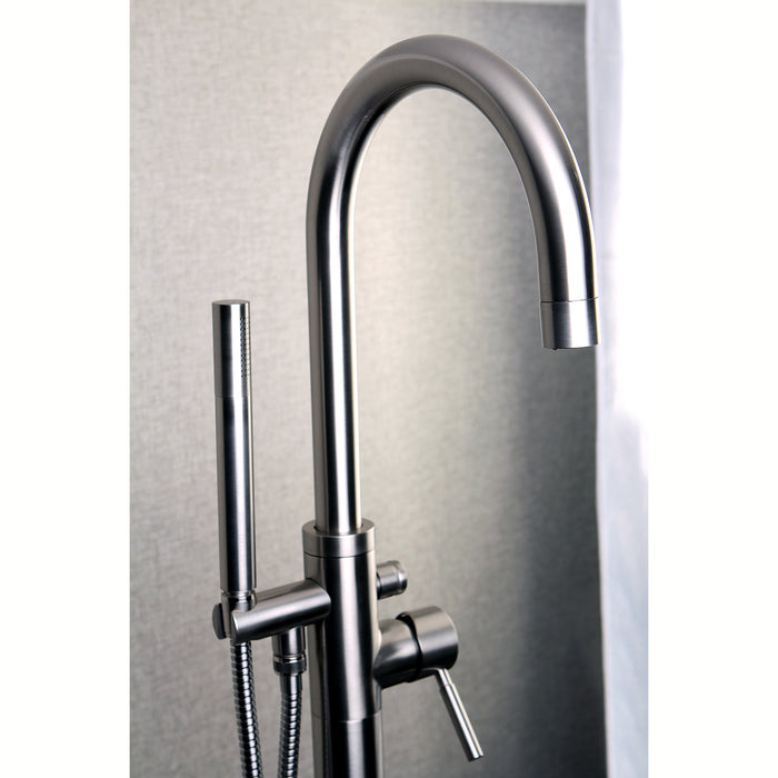 Kingston Sona KS8158DL - Concord Single-Handle 1-Hole Freestanding Tub Faucet with Hand Shower, Brushed Nickel