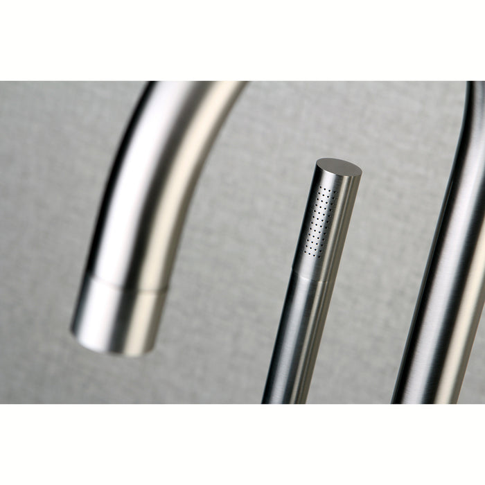 Kingston Sona KS8158DL - Concord Single-Handle 1-Hole Freestanding Tub Faucet with Hand Shower, Brushed Nickel