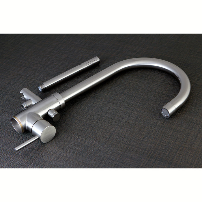 Kingston Sona KS8158DL - Concord Single-Handle 1-Hole Freestanding Tub Faucet with Hand Shower, Brushed Nickel