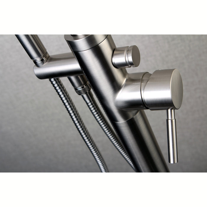 Kingston Sona KS8158DL - Concord Single-Handle 1-Hole Freestanding Tub Faucet with Hand Shower, Brushed Nickel