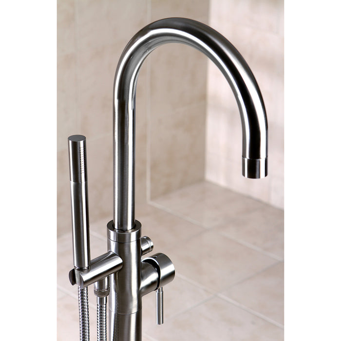 Kingston Sona KS8158DL - Concord Single-Handle 1-Hole Freestanding Tub Faucet with Hand Shower, Brushed Nickel