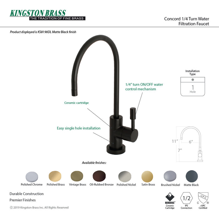Concord KS8197DL Single-Handle 1-Hole Deck Mount Water Filtration Faucet, Brushed Brass