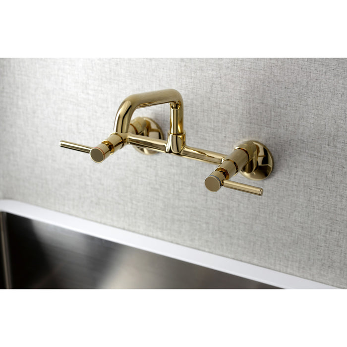 Concord KS823PB Two-Handle 2-Hole Wall Mount Kitchen Faucet, Polished Brass