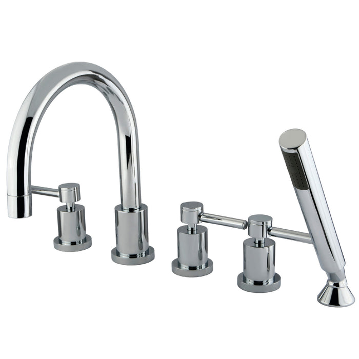 Concord KS83215DL Three-Handle 5-Hole Deck Mount Roman Tub Faucet with Hand Shower, Polished Chrome