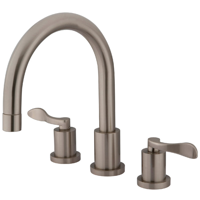 NuWave French KS8328DFL Two-Handle 3-Hole Deck Mount Roman Tub Faucet, Brushed Nickel