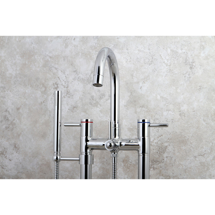 Kingston Sona KS8351DL - Concord Three-Handle 2-Hole Freestanding Tub Faucet with Hand Shower, Polished Chrome