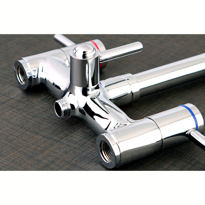 Kingston Sona KS8351DL - Concord Three-Handle 2-Hole Freestanding Tub Faucet with Hand Shower, Polished Chrome