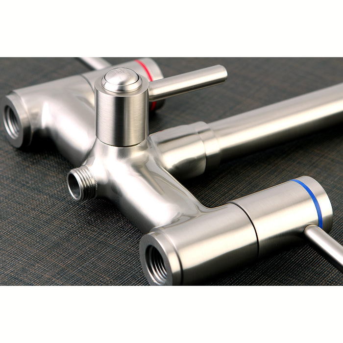 Kingston Sona KS8358DL - Concord Three-Handle 2-Hole Freestanding Tub Faucet with Hand Shower, Brushed Nickel