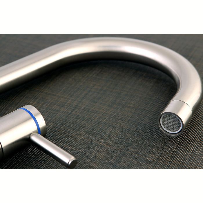 Kingston Sona KS8358DL - Concord Three-Handle 2-Hole Freestanding Tub Faucet with Hand Shower, Brushed Nickel