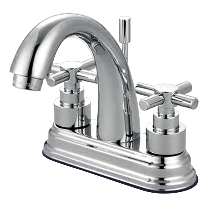 Elinvar KS8611EX Two-Handle 3-Hole Deck Mount 4" Centerset Bathroom Faucet with Brass Pop-Up, Polished Chrome