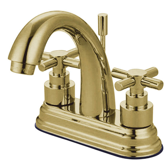 Elinvar KS8612EX Two-Handle 3-Hole Deck Mount 4" Centerset Bathroom Faucet with Brass Pop-Up, Polished Brass