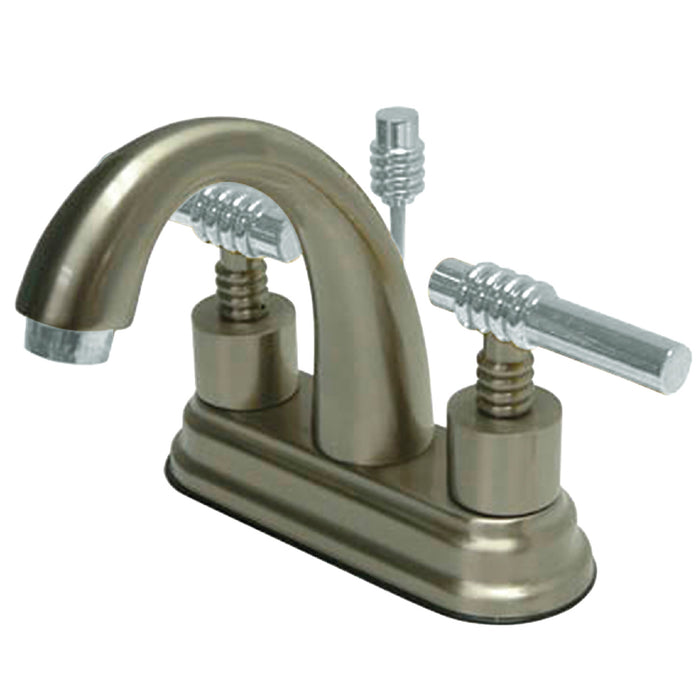 Milano KS8617ML Two-Handle 3-Hole Deck Mount 4" Centerset Bathroom Faucet with Brass Pop-Up, Brushed Nickel/Polished Chrome