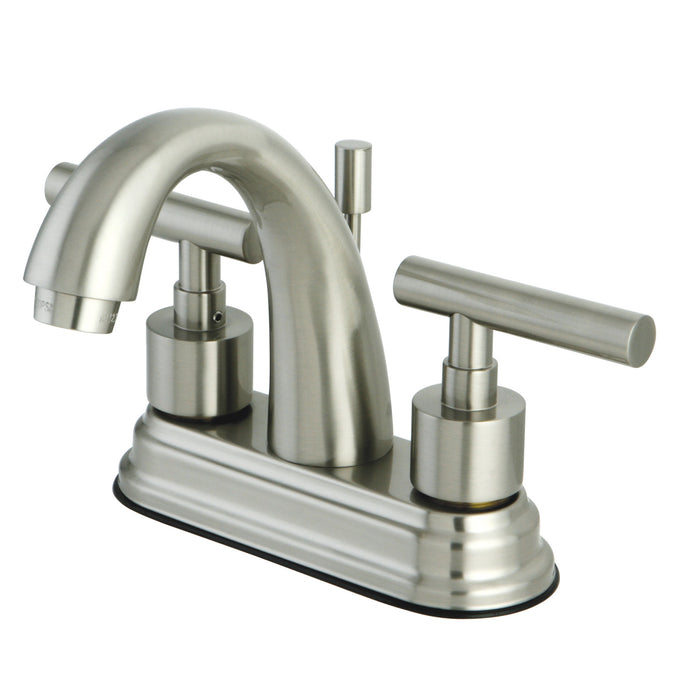 Manhattan KS8618CML Two-Handle 3-Hole Deck Mount 4" Centerset Bathroom Faucet with Brass Pop-Up, Brushed Nickel