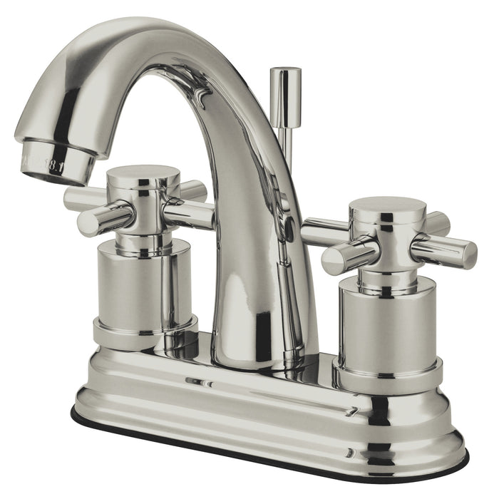 Concord KS8618DX Two-Handle 3-Hole Deck Mount 4" Centerset Bathroom Faucet with Brass Pop-Up, Brushed Nickel
