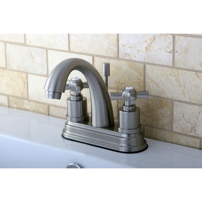 Millennium KS8618ZX Two-Handle 3-Hole Deck Mount 4" Centerset Bathroom Faucet with Brass Pop-Up, Brushed Nickel