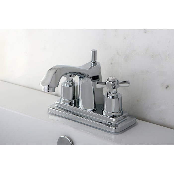 Millennium KS8641ZX Two-Handle 3-Hole Deck Mount 4" Centerset Bathroom Faucet with Brass Pop-Up, Polished Chrome