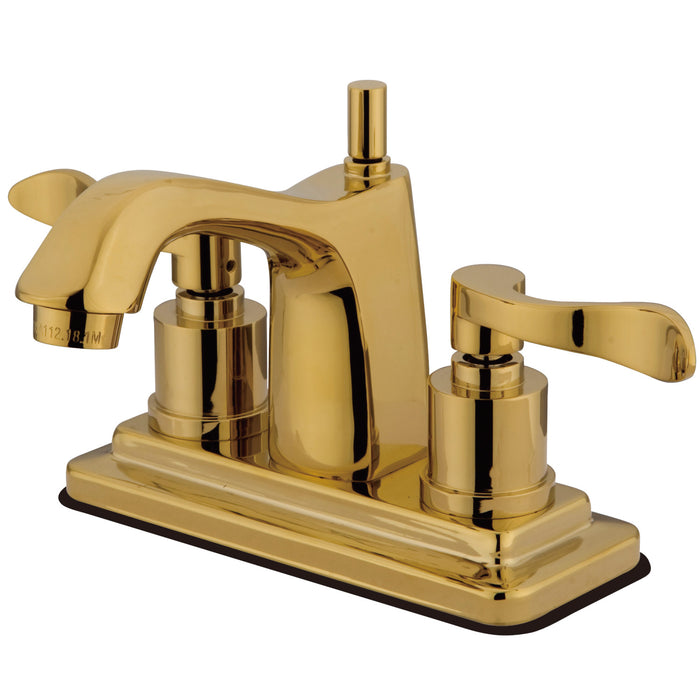 KS8642DFL Two-Handle 3-Hole Deck Mount 4" Centerset Bathroom Faucet with Brass Pop-Up, Polished Brass