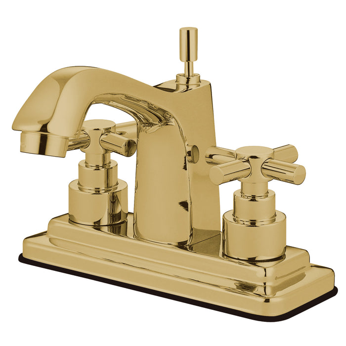 Elinvar KS8642EX Two-Handle 3-Hole Deck Mount 4" Centerset Bathroom Faucet with Brass Pop-Up, Polished Brass