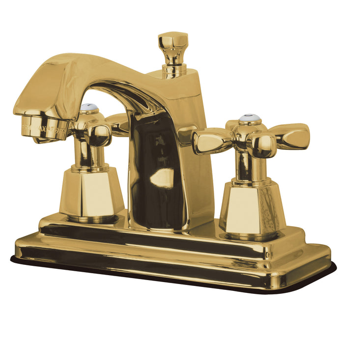 KS8642HX Two-Handle 3-Hole Deck Mount 4" Centerset Bathroom Faucet with Brass Pop-Up, Polished Brass