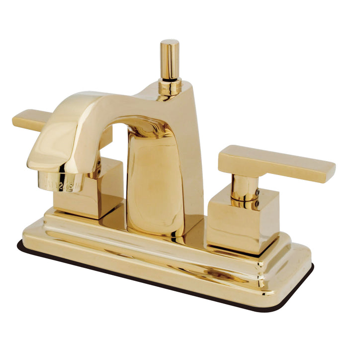 Executive KS8642QLL Two-Handle 3-Hole Deck Mount 4" Centerset Bathroom Faucet with Brass Pop-Up, Polished Brass