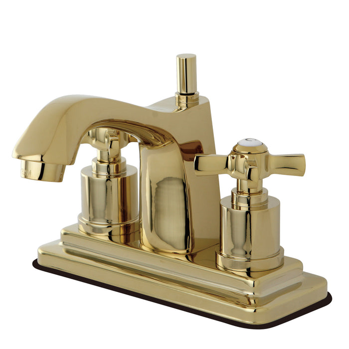 Kingston Tulare KS8642ZX - Millennium Double-Handle 3-Hole Deck Mount 4-Inch Centerset Bathroom Faucet with Brass Pop-Up, Polished Brass