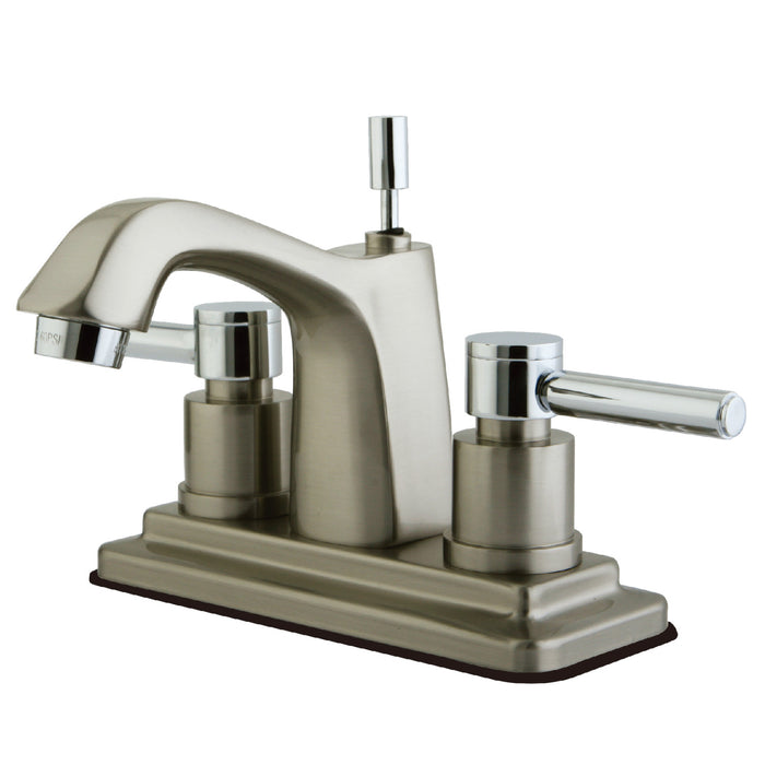 Concord KS8647DL Two-Handle 3-Hole Deck Mount 4" Centerset Bathroom Faucet with Brass Pop-Up, Brushed Nickel/Polished Chrome