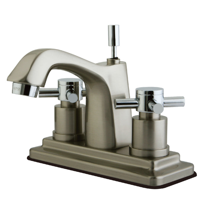 Concord KS8647DX Two-Handle 3-Hole Deck Mount 4" Centerset Bathroom Faucet with Brass Pop-Up, Brushed Nickel/Polished Chrome