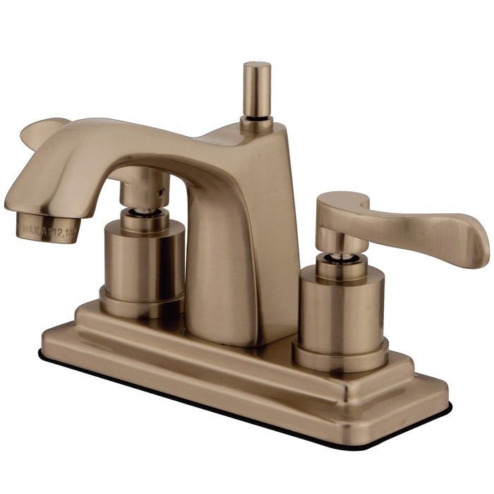 KS8648DFL Two-Handle 3-Hole Deck Mount 4" Centerset Bathroom Faucet with Brass Pop-Up, Brushed Nickel