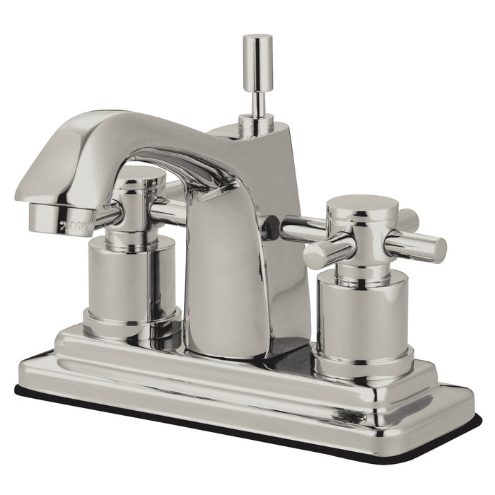 Concord KS8648DX Two-Handle 3-Hole Deck Mount 4" Centerset Bathroom Faucet with Brass Pop-Up, Brushed Nickel