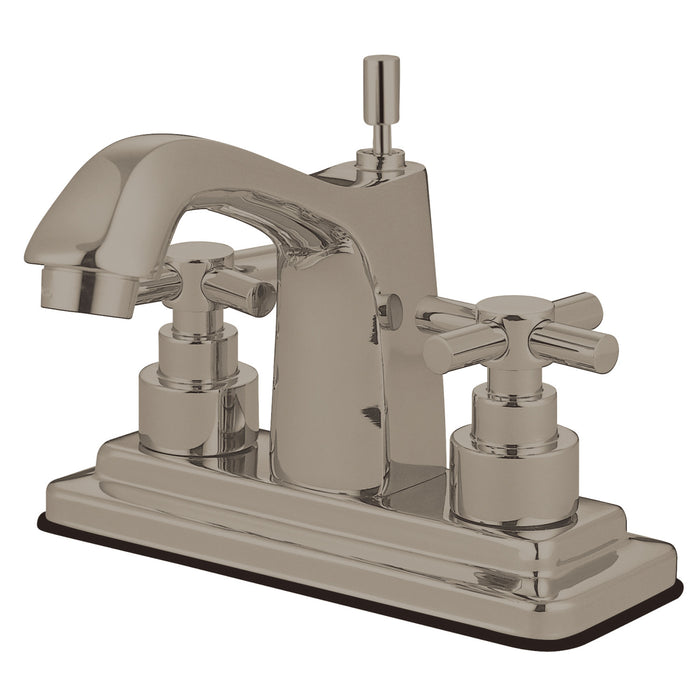 Elinvar KS8648EX Two-Handle 3-Hole Deck Mount 4" Centerset Bathroom Faucet with Brass Pop-Up, Brushed Nickel