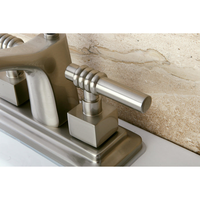 Milano KS8648QL Two-Handle 3-Hole Deck Mount 4" Centerset Bathroom Faucet with Brass Pop-Up, Brushed Nickel