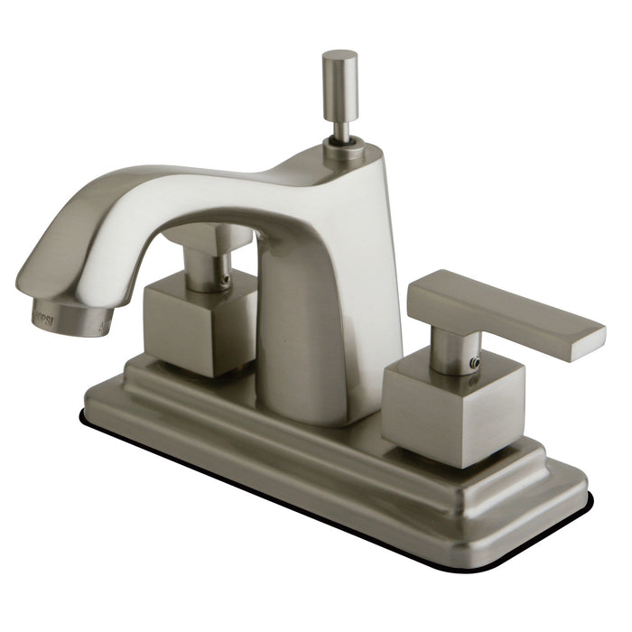 Executive KS8648QLL Two-Handle 3-Hole Deck Mount 4" Centerset Bathroom Faucet with Brass Pop-Up, Brushed Nickel