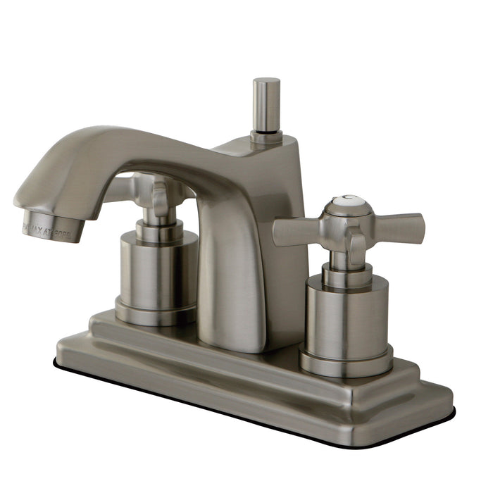 Millennium KS8648ZX Two-Handle 3-Hole Deck Mount 4" Centerset Bathroom Faucet with Brass Pop-Up, Brushed Nickel