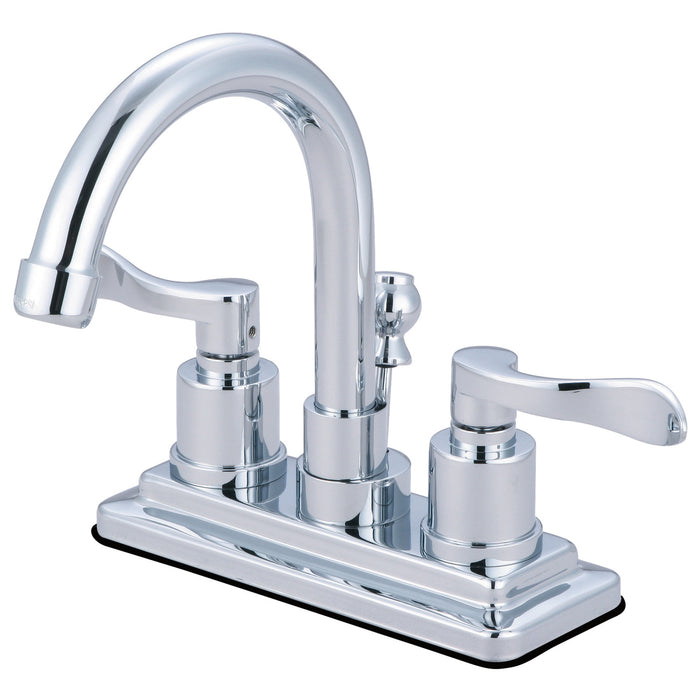 NuWave KS8661DFL Two-Handle 3-Hole Deck Mount 4" Centerset Bathroom Faucet with Brass Pop-Up, Polished Chrome