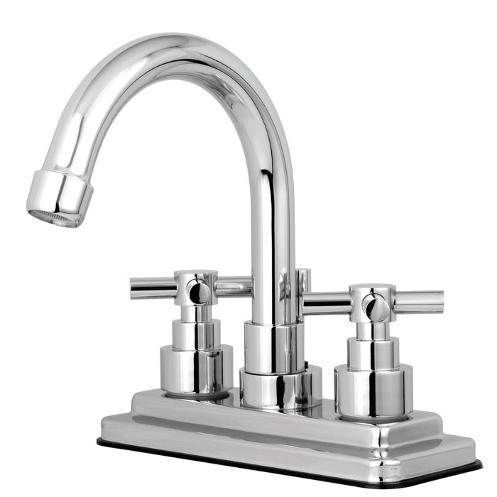Elinvar KS8661EX Two-Handle 3-Hole Deck Mount 4" Centerset Bathroom Faucet with Brass Pop-Up, Polished Chrome