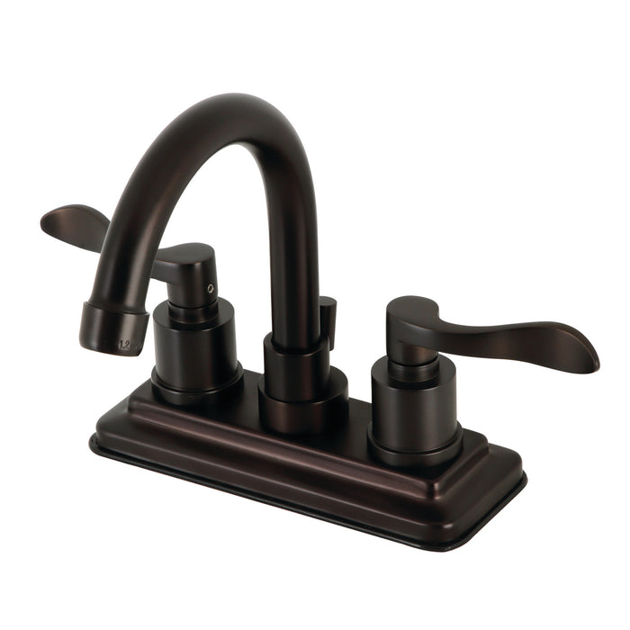 NuWave KS8665DFL Two-Handle 3-Hole Deck Mount 4" Centerset Bathroom Faucet with Brass Pop-Up, Oil Rubbed Bronze