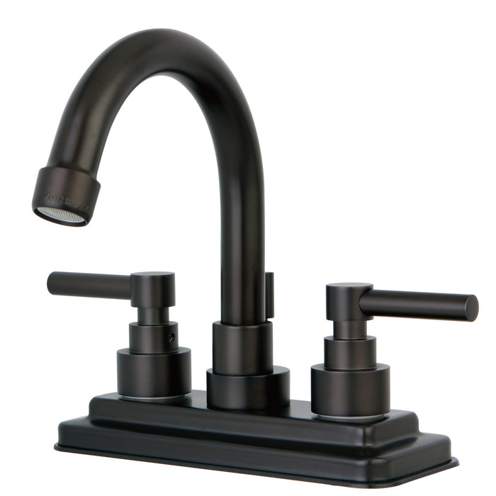 Elinvar KS8665EL Two-Handle 3-Hole Deck Mount 4" Centerset Bathroom Faucet with Brass Pop-Up, Oil Rubbed Bronze