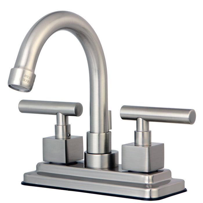 Claremont KS8668CQL Two-Handle 3-Hole Deck Mount 4" Centerset Bathroom Faucet with Brass Pop-Up, Brushed Nickel