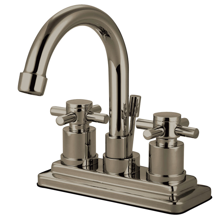Concord KS8668DX Two-Handle 3-Hole Deck Mount 4" Centerset Bathroom Faucet with Brass Pop-Up, Brushed Nickel