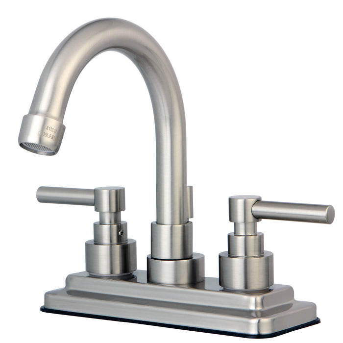 Elinvar KS8668EL Two-Handle 3-Hole Deck Mount 4" Centerset Bathroom Faucet with Brass Pop-Up, Brushed Nickel