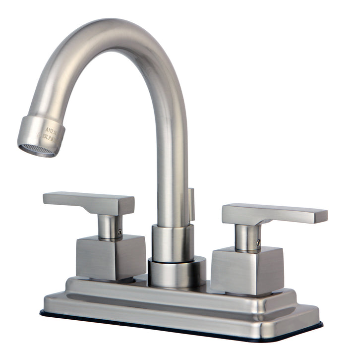 Executive KS8668QLL Two-Handle 3-Hole Deck Mount 4" Centerset Bathroom Faucet with Brass Pop-Up, Brushed Nickel